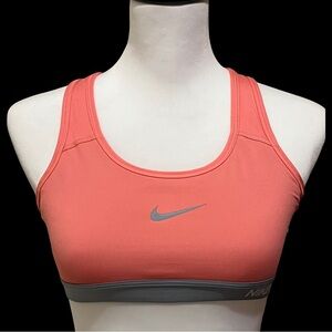Nike Pro Dri Fit Coral and Gray Sports Bra Racerback Design